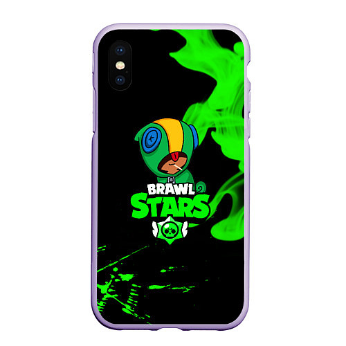 Чехол iPhone XS Max матовый BRAWL STARS LEON / 3D-Светло-сиреневый – фото 1