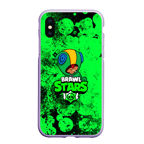 Чехол iPhone XS Max матовый BRAWL STARS LEON / 3D-Светло-сиреневый – фото 1