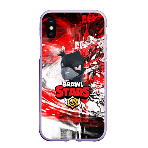 Чехол iPhone XS Max матовый BRAWL STARS CROW / 3D-Светло-сиреневый – фото 1