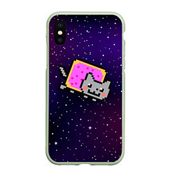 Чехол iPhone XS Max матовый Nyan Cat, цвет: 3D-салатовый