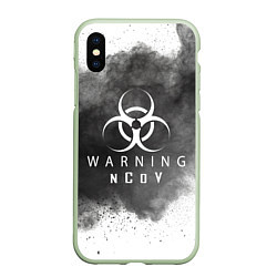 Чехол iPhone XS Max матовый Warning NCoV, цвет: 3D-салатовый