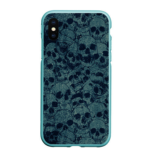 Чехол iPhone XS Max матовый Skull / 3D-Мятный – фото 1