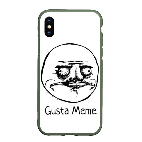 Чехол iPhone XS Max матовый Gusta Meme / 3D-Темно-зеленый – фото 1