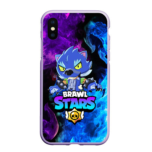 Чехол iPhone XS Max матовый BRAWL STARS LEON / 3D-Светло-сиреневый – фото 1