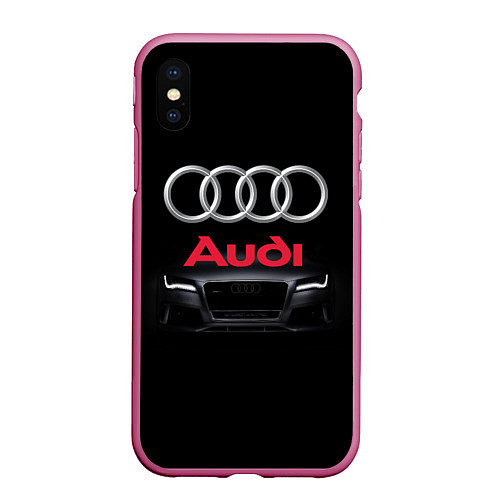 Чехол iPhone XS Max матовый AUDI / 3D-Малиновый – фото 1