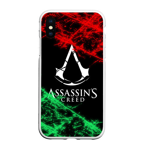 Чехол iPhone XS Max матовый Assassin’s Creed: Red & Green / 3D-Белый – фото 1