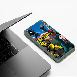 Чехол iPhone XS Max матовый My Hero Academia все герои, цвет: 3D-темно-зеленый — фото 2