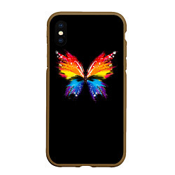 Чехол iPhone XS Max матовый Бабочка, цвет: 3D-коричневый