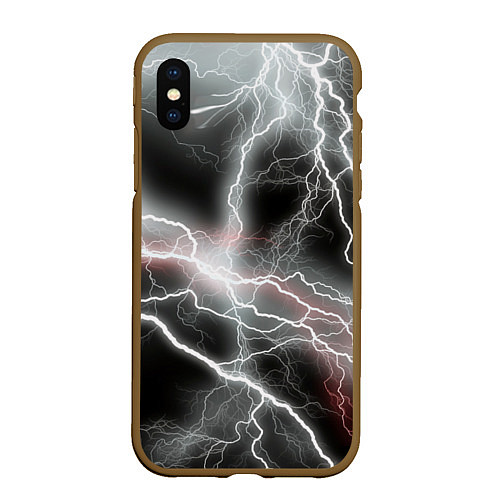 Чехол iPhone XS Max матовый Молния / 3D-Коричневый – фото 1