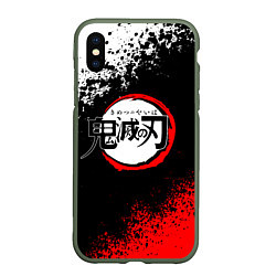 Чехол iPhone XS Max матовый KIMETSU NO YAIBA, цвет: 3D-темно-зеленый