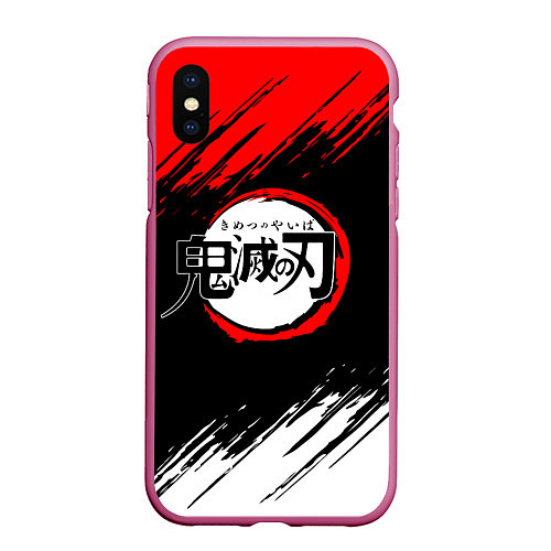 Чехол iPhone XS Max матовый KIMETSU NO YAIBA / 3D-Малиновый – фото 1