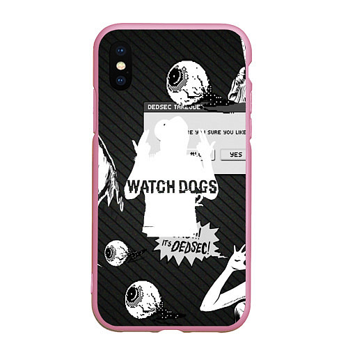Чехол iPhone XS Max матовый WATCH DOGS 2 / 3D-Розовый – фото 1