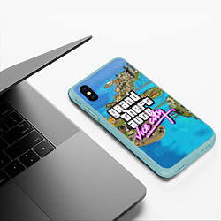 Чехол iPhone XS Max матовый GRAND THEFT AUTO:VICE CITY, цвет: 3D-мятный — фото 2