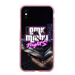 Чехол iPhone XS Max матовый GTA VI: MIAMI NIGHTS, цвет: 3D-розовый