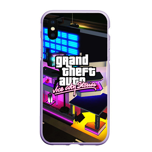 Чехол iPhone XS Max матовый GTA:VICE CITY / 3D-Светло-сиреневый – фото 1
