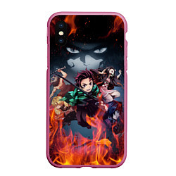 Чехол iPhone XS Max матовый KIMETSU NO YAIBA, цвет: 3D-малиновый