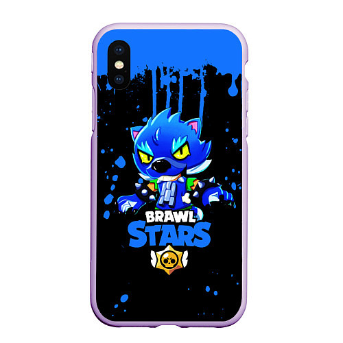 Чехол iPhone XS Max матовый Brawl Stars Leon / 3D-Сиреневый – фото 1