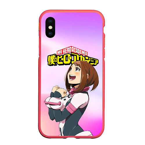 Чехол iPhone XS Max матовый MY HERO ACADEMIA / 3D-Красный – фото 1