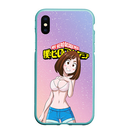 Чехол iPhone XS Max матовый MY HERO ACADEMIA / 3D-Мятный – фото 1