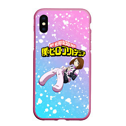 Чехол iPhone XS Max матовый MY HERO ACADEMIA, цвет: 3D-малиновый