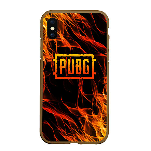 Чехол iPhone XS Max матовый PUBG / 3D-Коричневый – фото 1