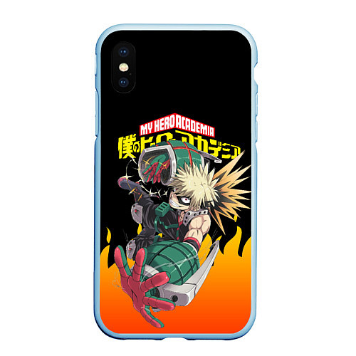 Чехол iPhone XS Max матовый MY HERO ACADEMIA яркое пламя / 3D-Голубой – фото 1