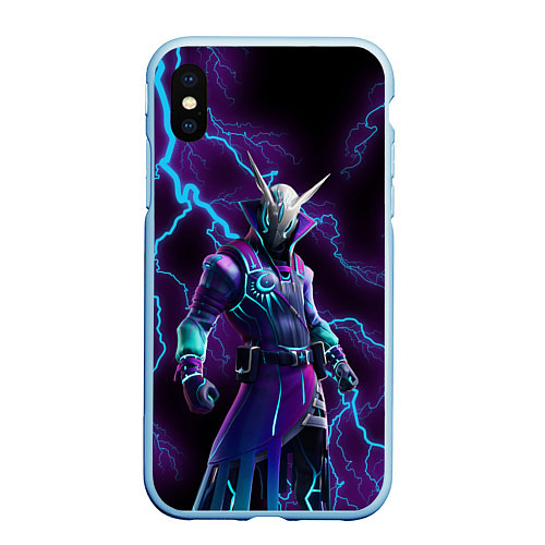 Чехол iPhone XS Max матовый FORTNITE / 3D-Голубой – фото 1