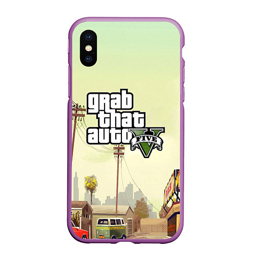 Чехол iPhone XS Max матовый GTA 5 / 3D-Фиолетовый – фото 1