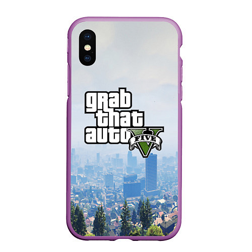 Чехол iPhone XS Max матовый GTA 5 / 3D-Фиолетовый – фото 1