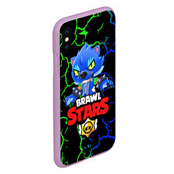 Чехол iPhone XS Max матовый BRAWL STARS LEON WOLF, цвет: 3D-сиреневый — фото 2