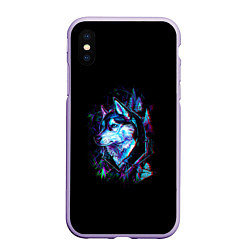 Чехол iPhone XS Max матовый Wolf, цвет: 3D-светло-сиреневый