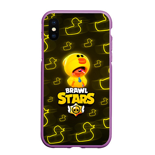 Чехол iPhone XS Max матовый Brawl Stars Leon Sally / 3D-Фиолетовый – фото 1