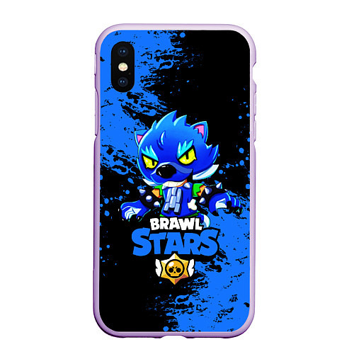 Чехол iPhone XS Max матовый Brawl Stars Leon / 3D-Сиреневый – фото 1