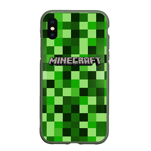 Чехол iPhone XS Max матовый MINECRAFT CREEPER КАПЮШОН / 3D-Темно-зеленый – фото 1