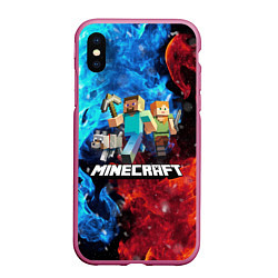 Чехол iPhone XS Max матовый Minecraft Майнкрафт, цвет: 3D-малиновый