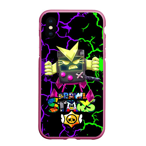 Чехол iPhone XS Max матовый BRAWL STARS VIRUS 8-BIT / 3D-Малиновый – фото 1