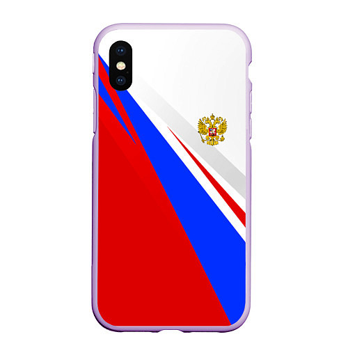 Чехол iPhone XS Max матовый Россия / 3D-Сиреневый – фото 1