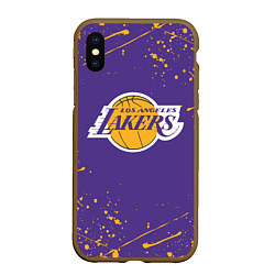 Чехол iPhone XS Max матовый LA LAKERS, цвет: 3D-коричневый