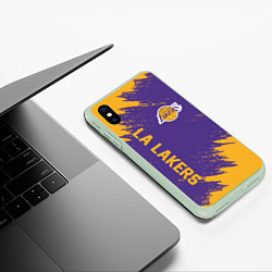 Чехол iPhone XS Max матовый LA LAKERS, цвет: 3D-салатовый — фото 2