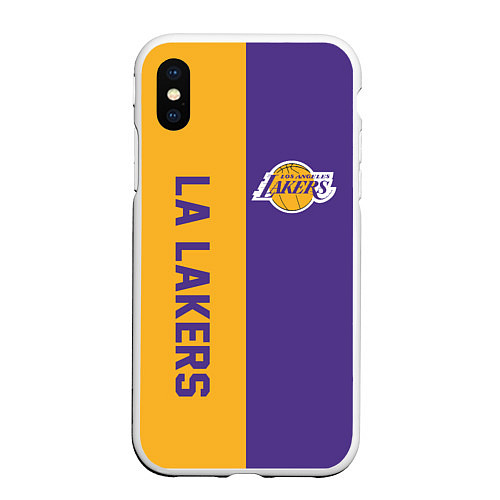 Чехол iPhone XS Max матовый LA LAKERS / 3D-Белый – фото 1