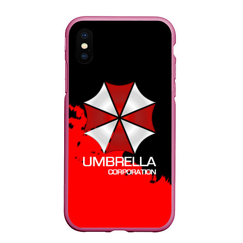 Чехол iPhone XS Max матовый UMBRELLA CORP / 3D-Малиновый – фото 1