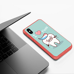 Чехол iPhone XS Max матовый Tooth, цвет: 3D-красный — фото 2