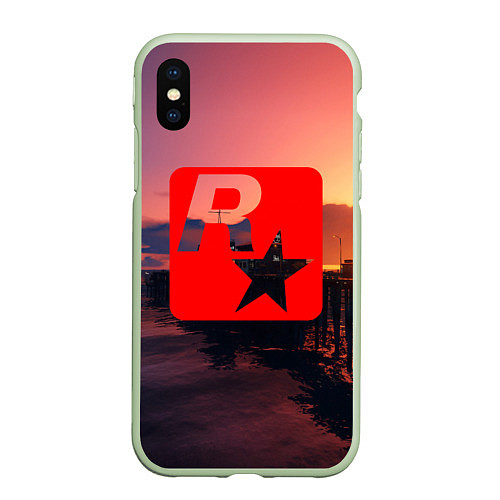 Чехол iPhone XS Max матовый GTA ROCKSTAR / 3D-Салатовый – фото 1