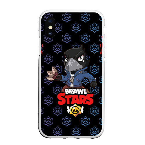 Чехол iPhone XS Max матовый BRAWL STARS CROW / 3D-Белый – фото 1