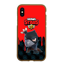 Чехол iPhone XS Max матовый BRAWL STARS CROW, цвет: 3D-коричневый