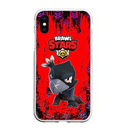 Чехол iPhone XS Max матовый BRAWL STARS CROW, цвет: 3D-белый