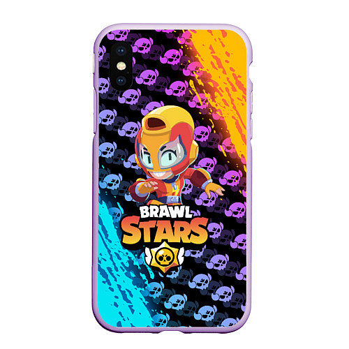 Чехол iPhone XS Max матовый BRAWL STARS MAX / 3D-Сиреневый – фото 1