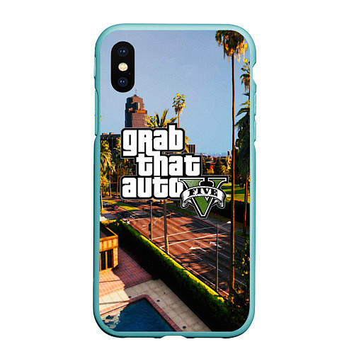 Чехол iPhone XS Max матовый GTA 5 / 3D-Мятный – фото 1