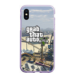 Чехол iPhone XS Max матовый GTA 5, цвет: 3D-светло-сиреневый