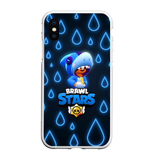 Чехол iPhone XS Max матовый Brawl Stars Leon Shark / 3D-Белый – фото 1